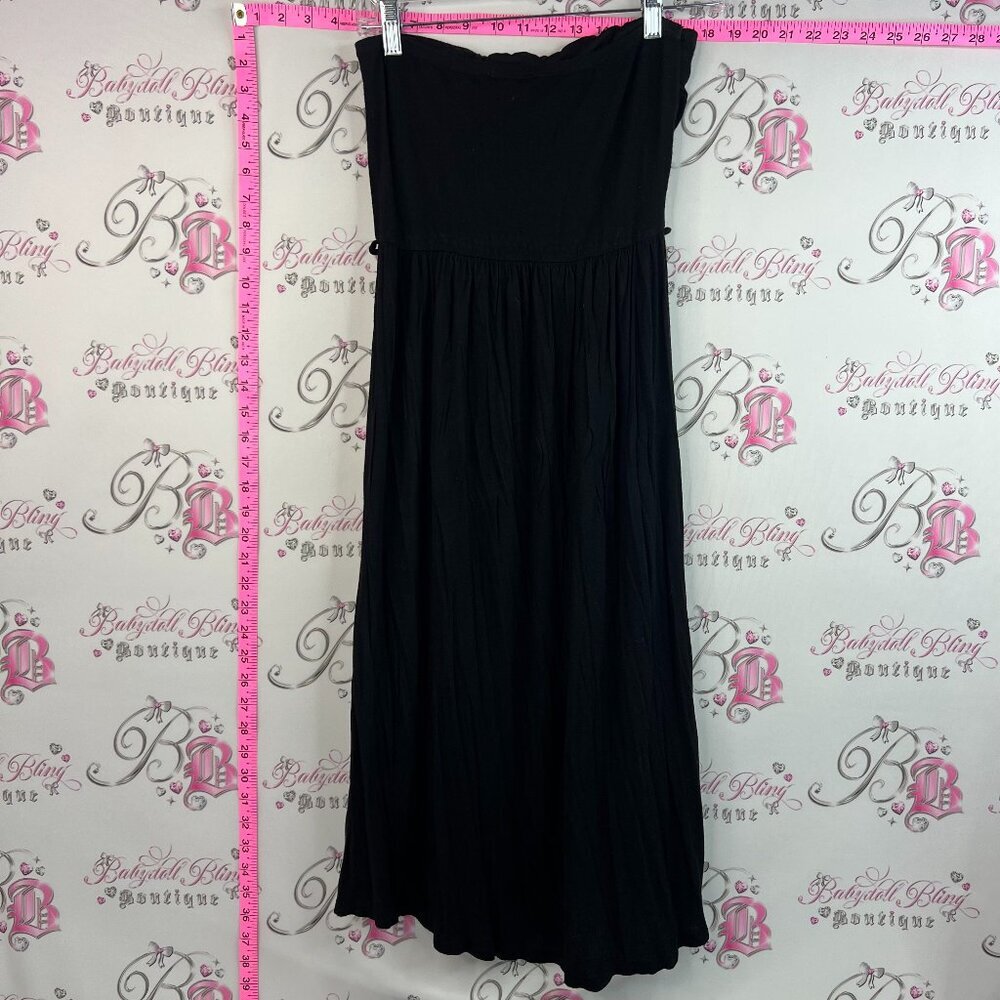 Love j all black lightweight breathable flowy maxi dress strapless comfortable
